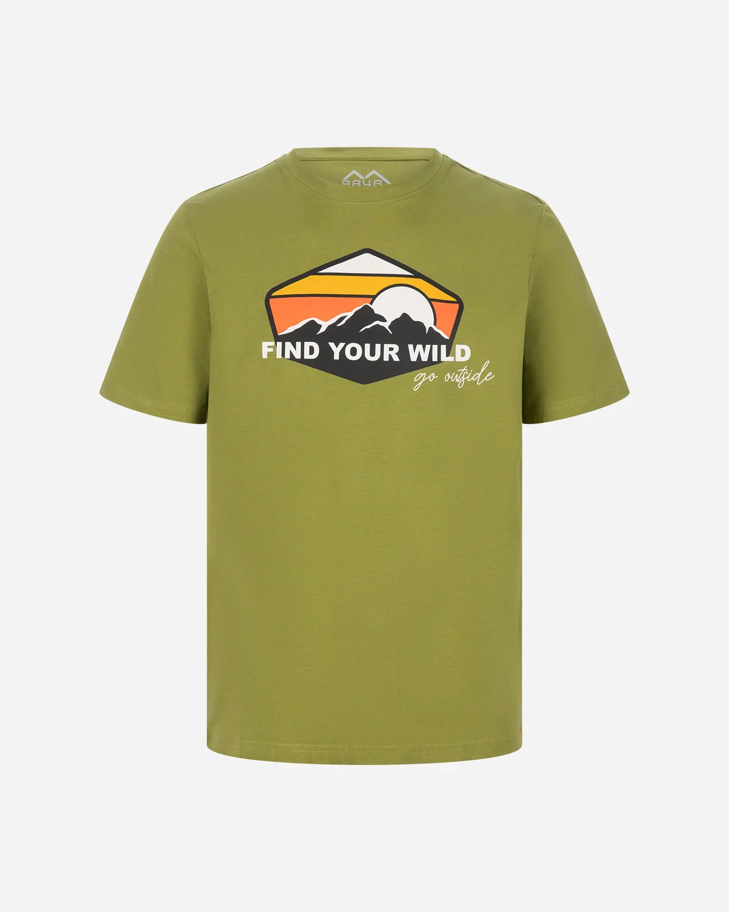 T-Shirt verde con stampa montagne da uomo