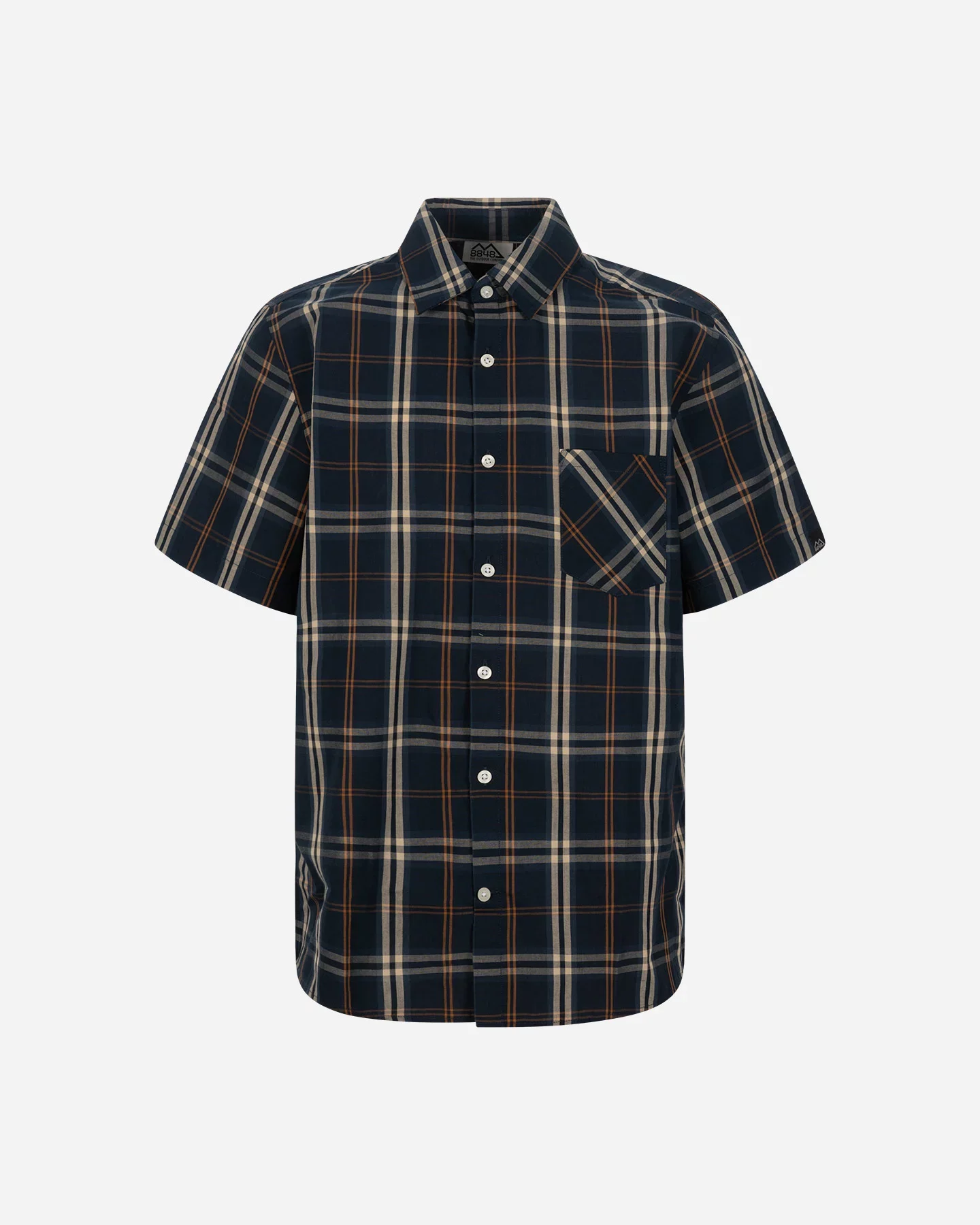 Camicia mezza manica da uomo a scacchi nera e avorio