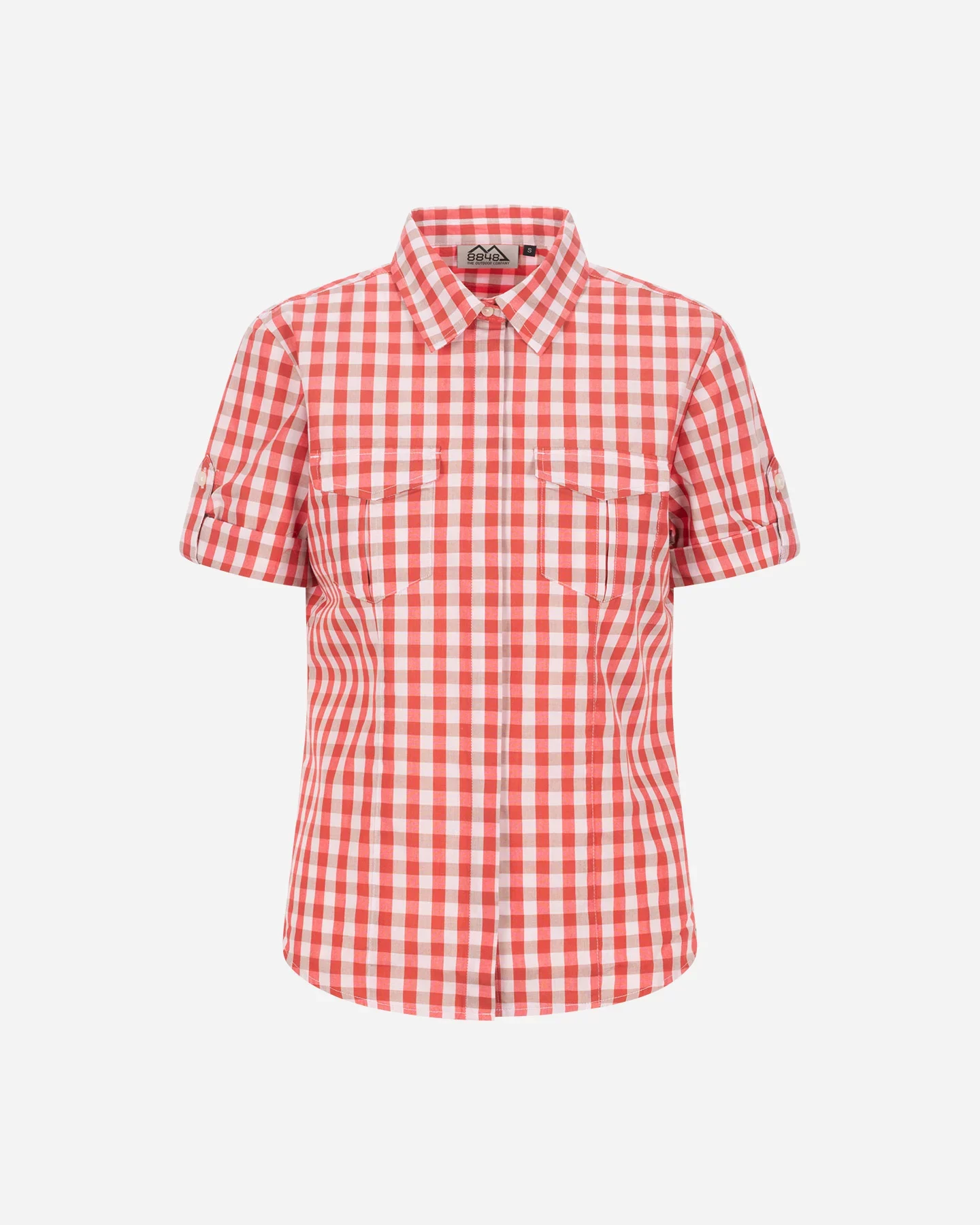 Camicia donna mezza manica a quadretti rossi e bianca