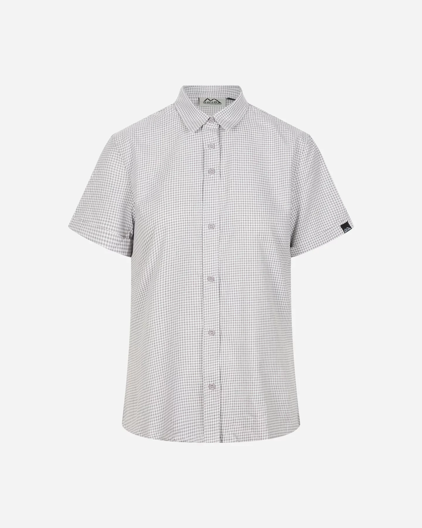 Camicia mezza manica hike a quadretti bianca e grigia da donna