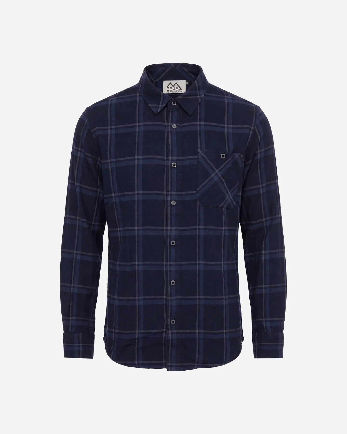 Camicia blu a quadrotti con tasca
