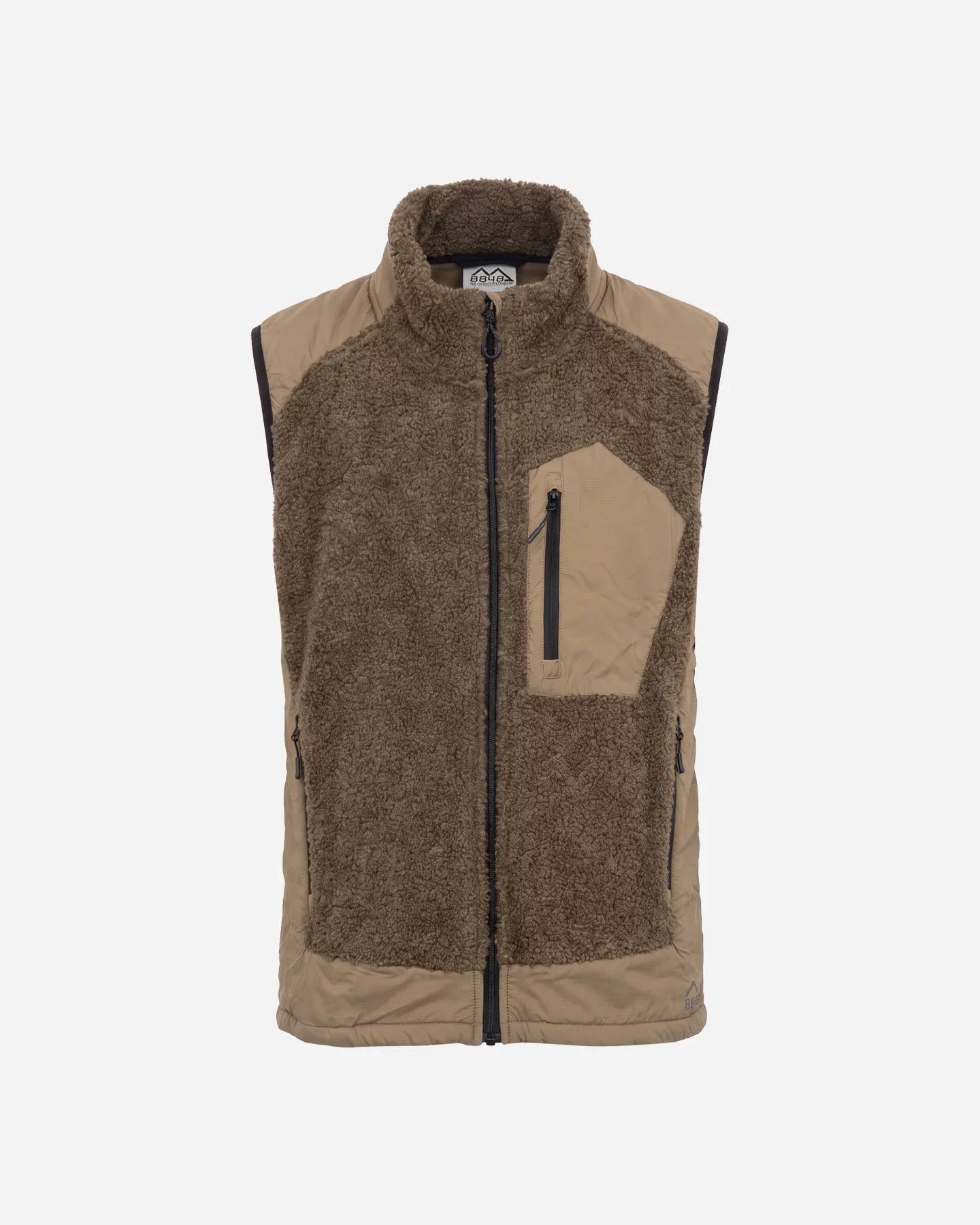 Gilet marrone di 8848 da uomo con zip e tasca centrale